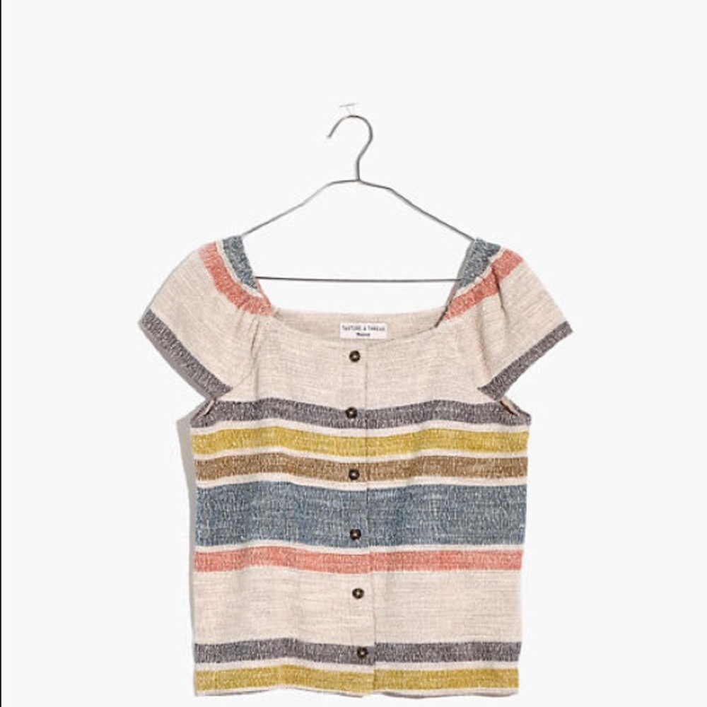 Madewell Texture & Thread Button Front Top